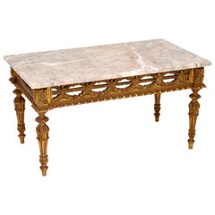 Antique French Giltwood Marble-Top Coffee Table