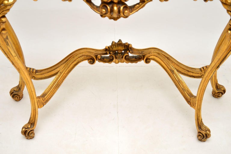 Antique French Gilt Wood Marble Top Console Table For Sale at 1stDibs