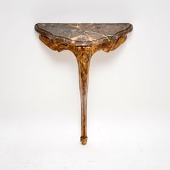 Antique French Gilt Wood Marble Top Console Table