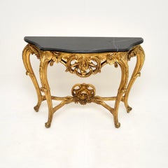 Antique French Gilt Wood Marble Top Console Table