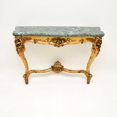 Antique French Gilt Wood Marble Top Console Table