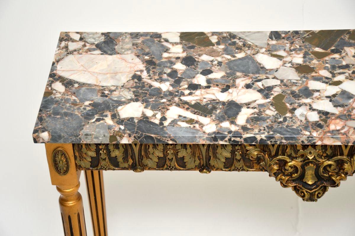 Antique French Gilt Wood Marble Top Console Table In Good Condition For Sale In London, GB