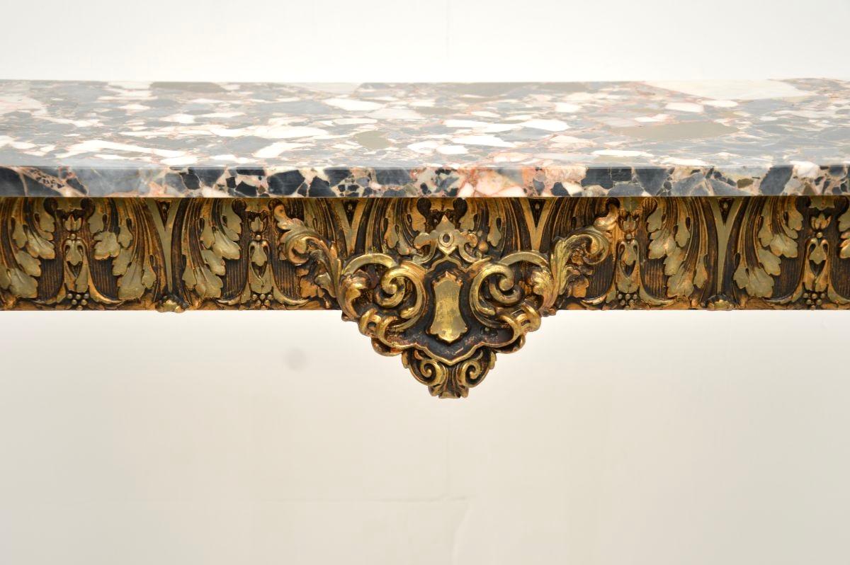 Antique French Gilt Wood Marble Top Console Table For Sale 2