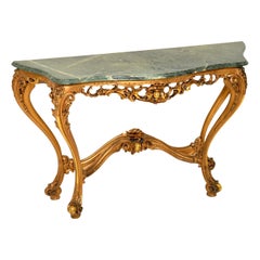 Antique French Gilt Wood Marble Top Console Table