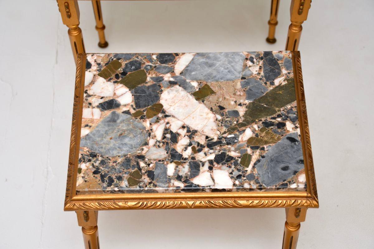 Antique French Gilt Wood Marble Top Nest of Tables For Sale 6