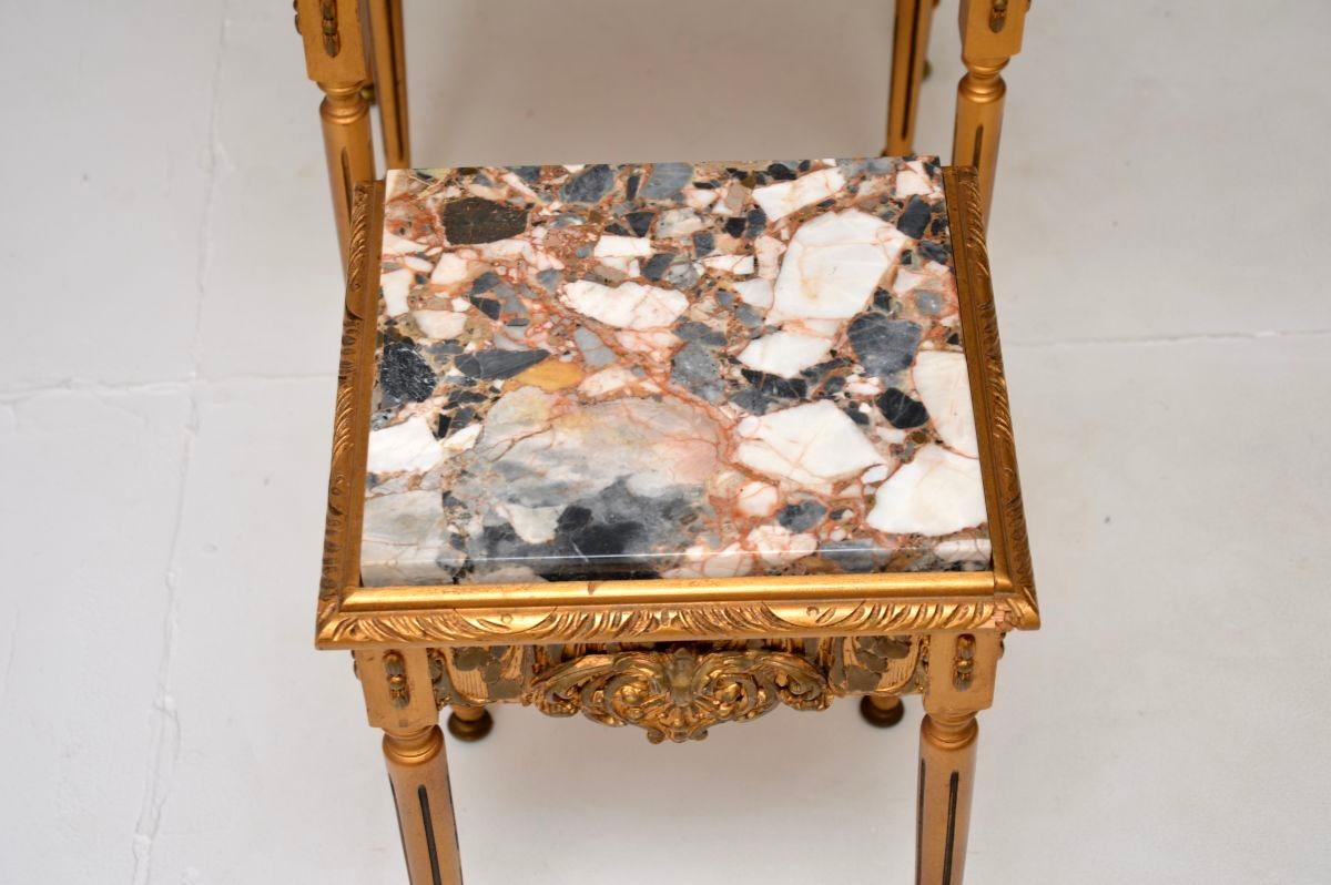 Antique French Gilt Wood Marble Top Nest of Tables For Sale 7