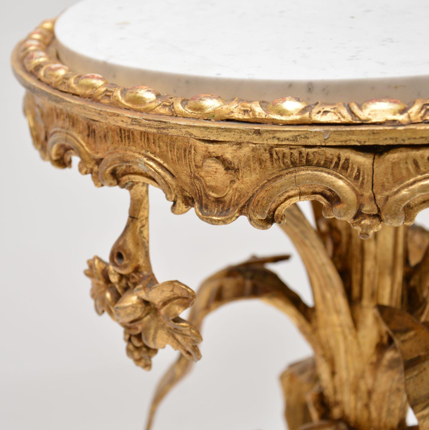 Marble Antique French Giltwood Occasional Side Table For Sale