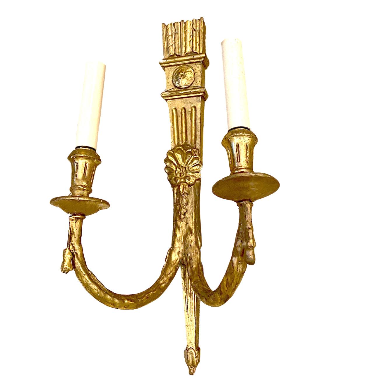 Antique French Giltwood Sconces In Good Condition For Sale In New York, NY
