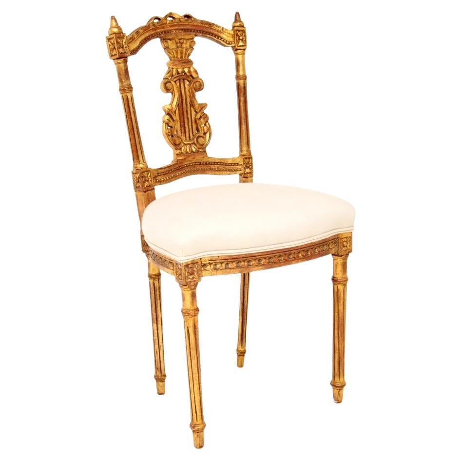 Antique French Gilt Wood Side Chair