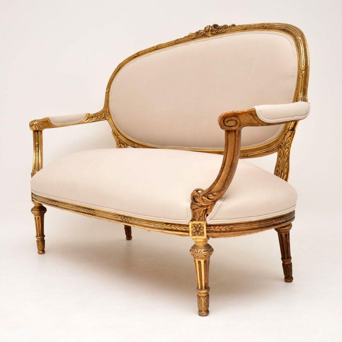 Victorian Antique French Giltwood Sofa
