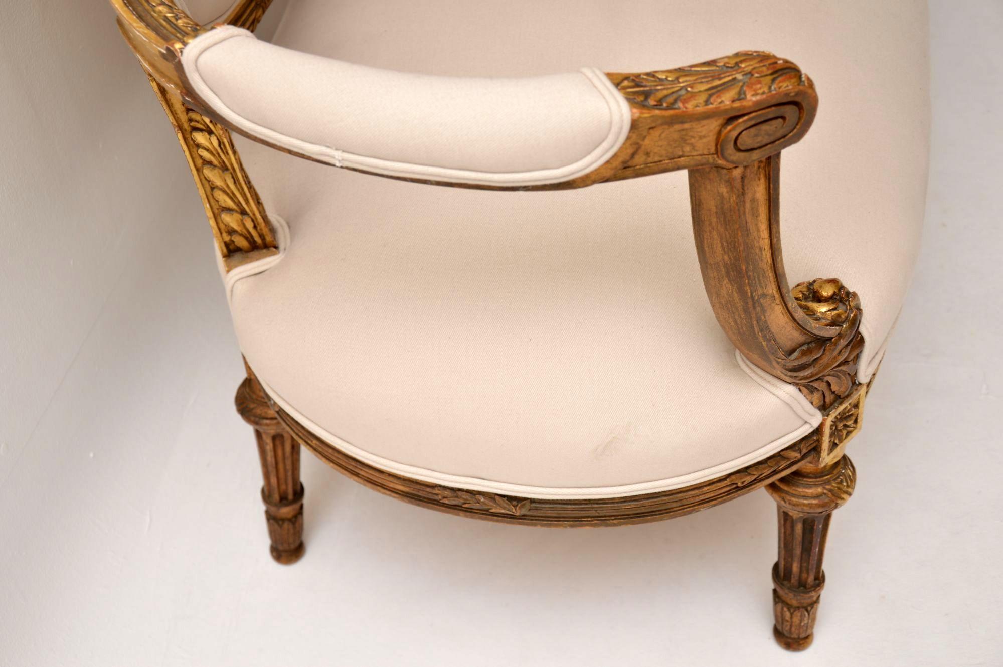 19th Century Antique French Giltwood Sofa