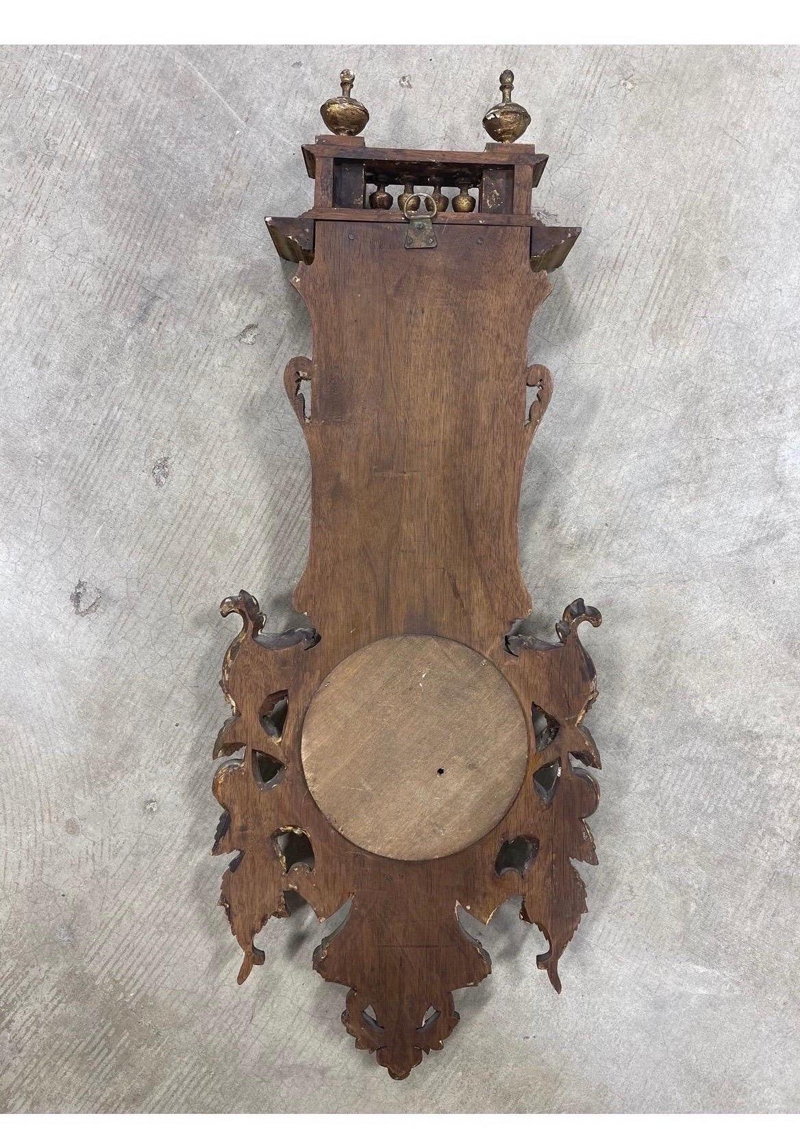 Antikes französisches Wandthermometer aus vergoldetem Holz mit Barometer im Angebot 3
