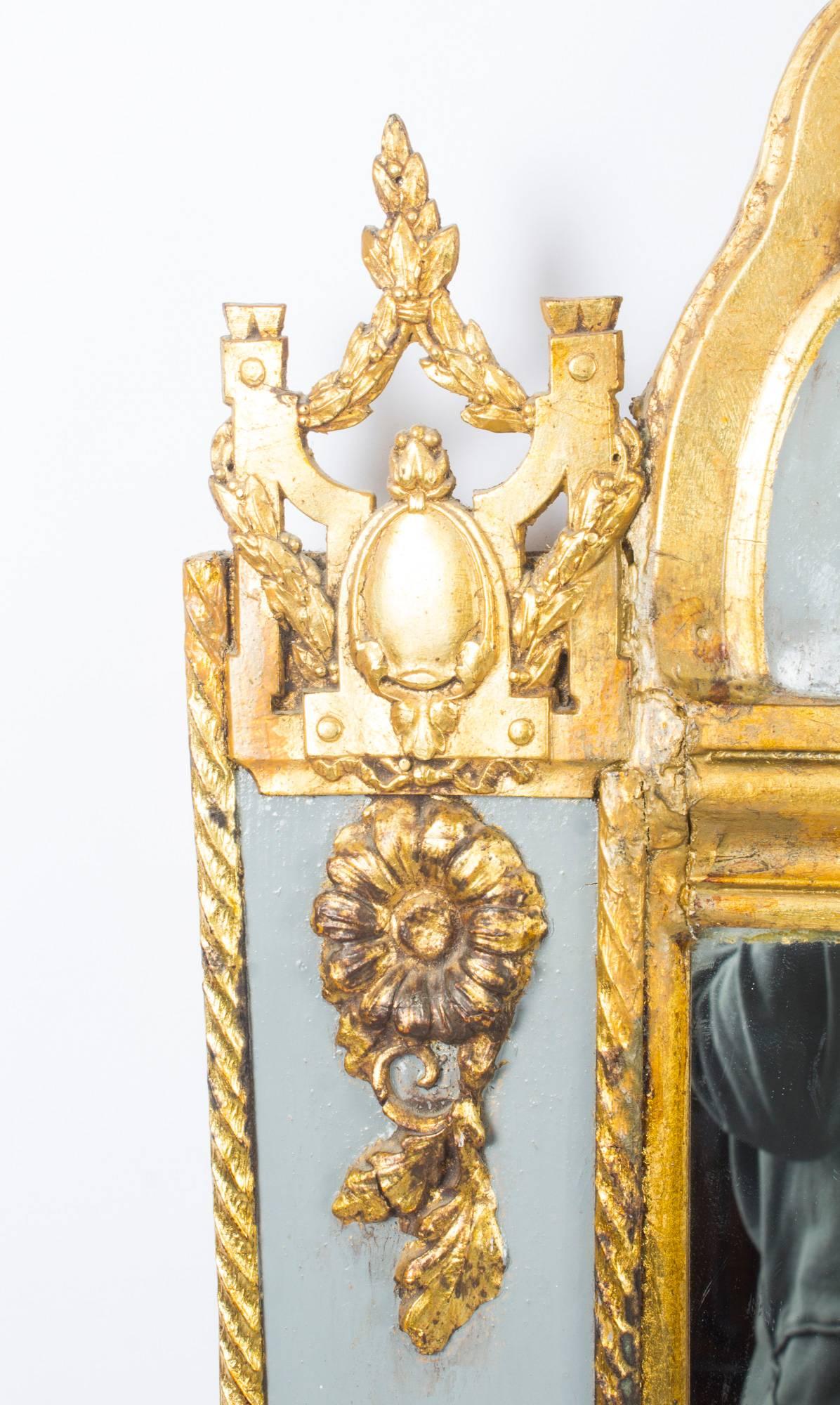 Antique French Giltwood and Grey Painted Overmantel Mirror, 19th Century In Excellent Condition In London, GB