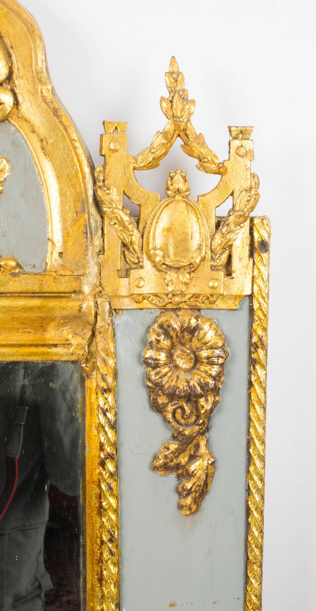 Antique French Giltwood and Grey Painted Overmantel Mirror, 19th Century 5