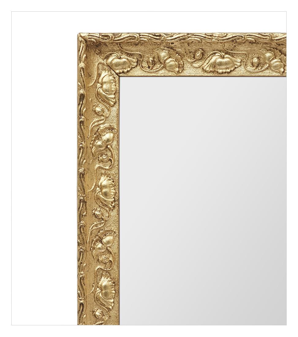 Mid-20th Century Antique French Giltwood Art Deco Mirror Orned With Poppy Flowers, circa 1930 For Sale