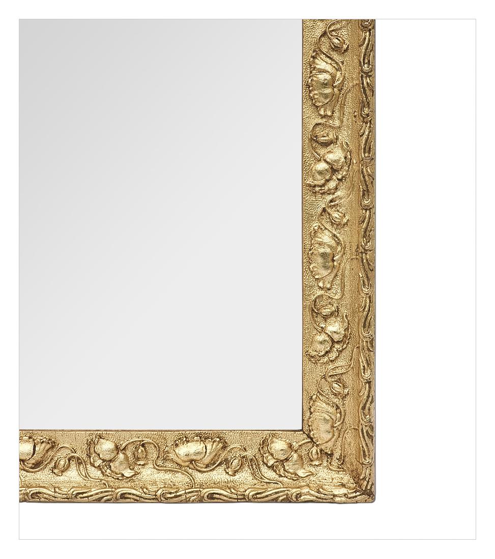 Antique French Giltwood Art Deco Mirror Orned With Poppy Flowers, circa 1930 2
