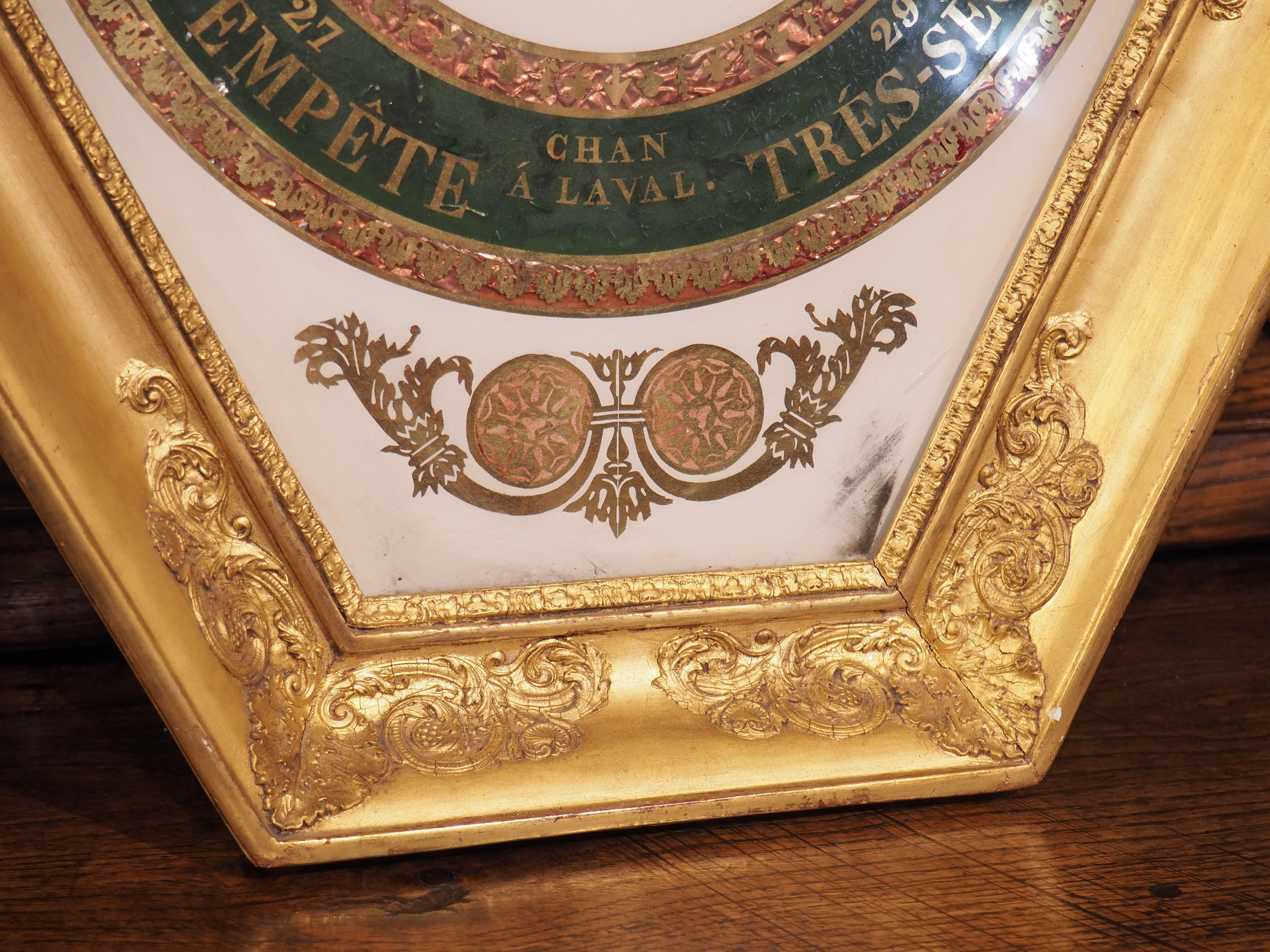 thermomètre baromètre français ancien en bois doré, vers 1815 Bon état - En vente à Dallas, TX