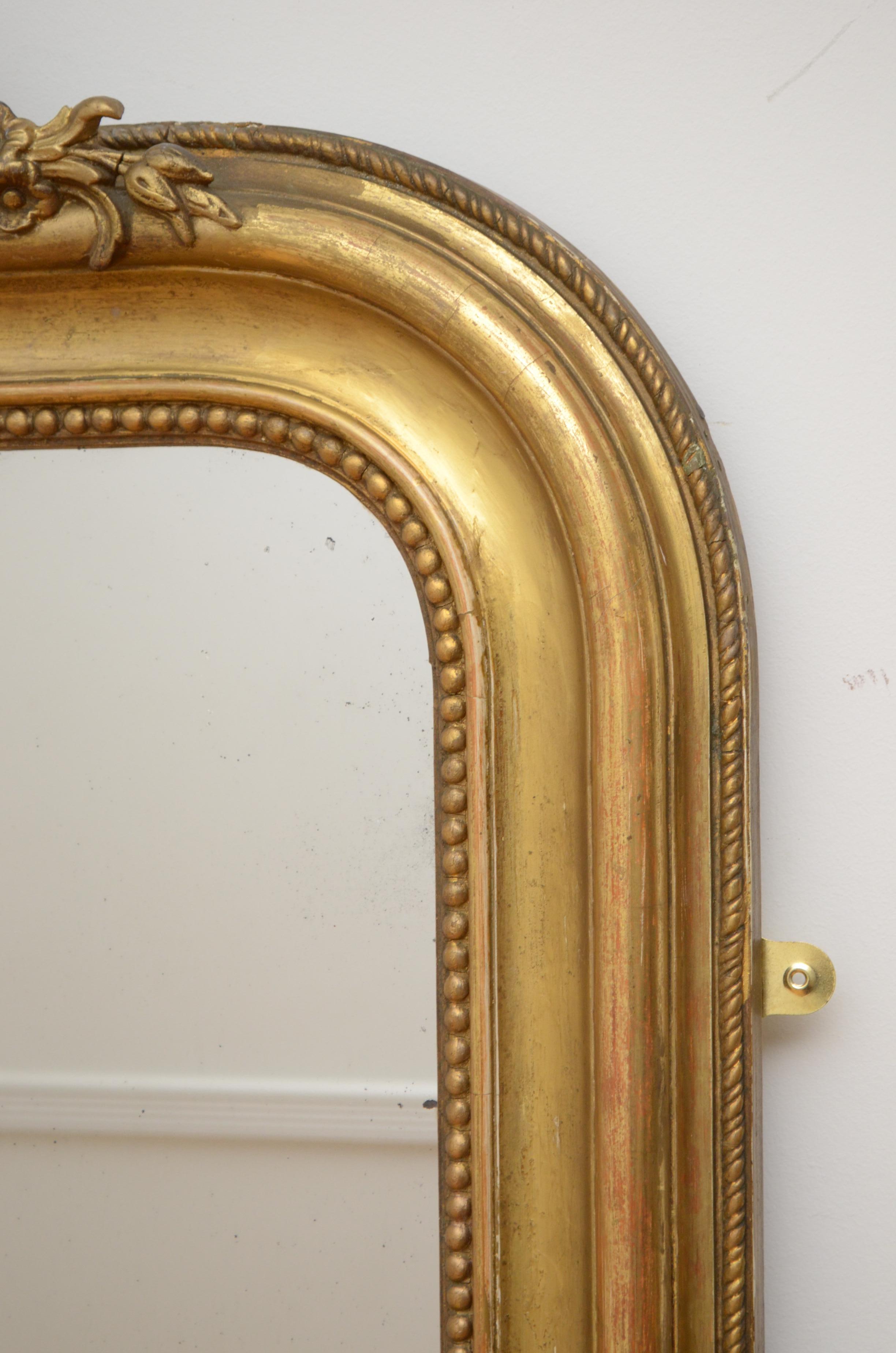 Antique French Giltwood Mesa Consola Espejo H167cm en venta 7