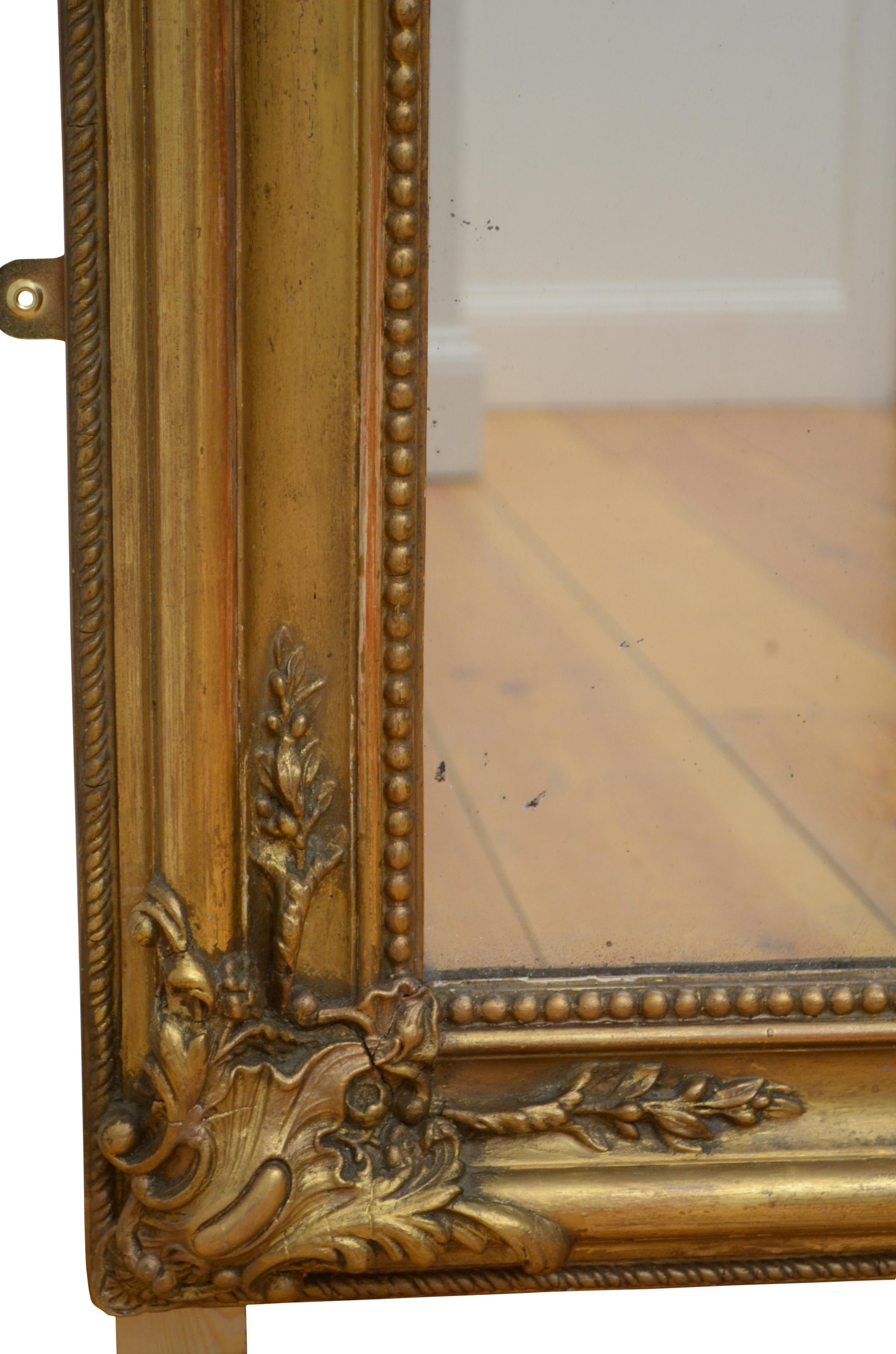 Antique French Giltwood Mesa Consola Espejo H167cm Luis Felipe en venta