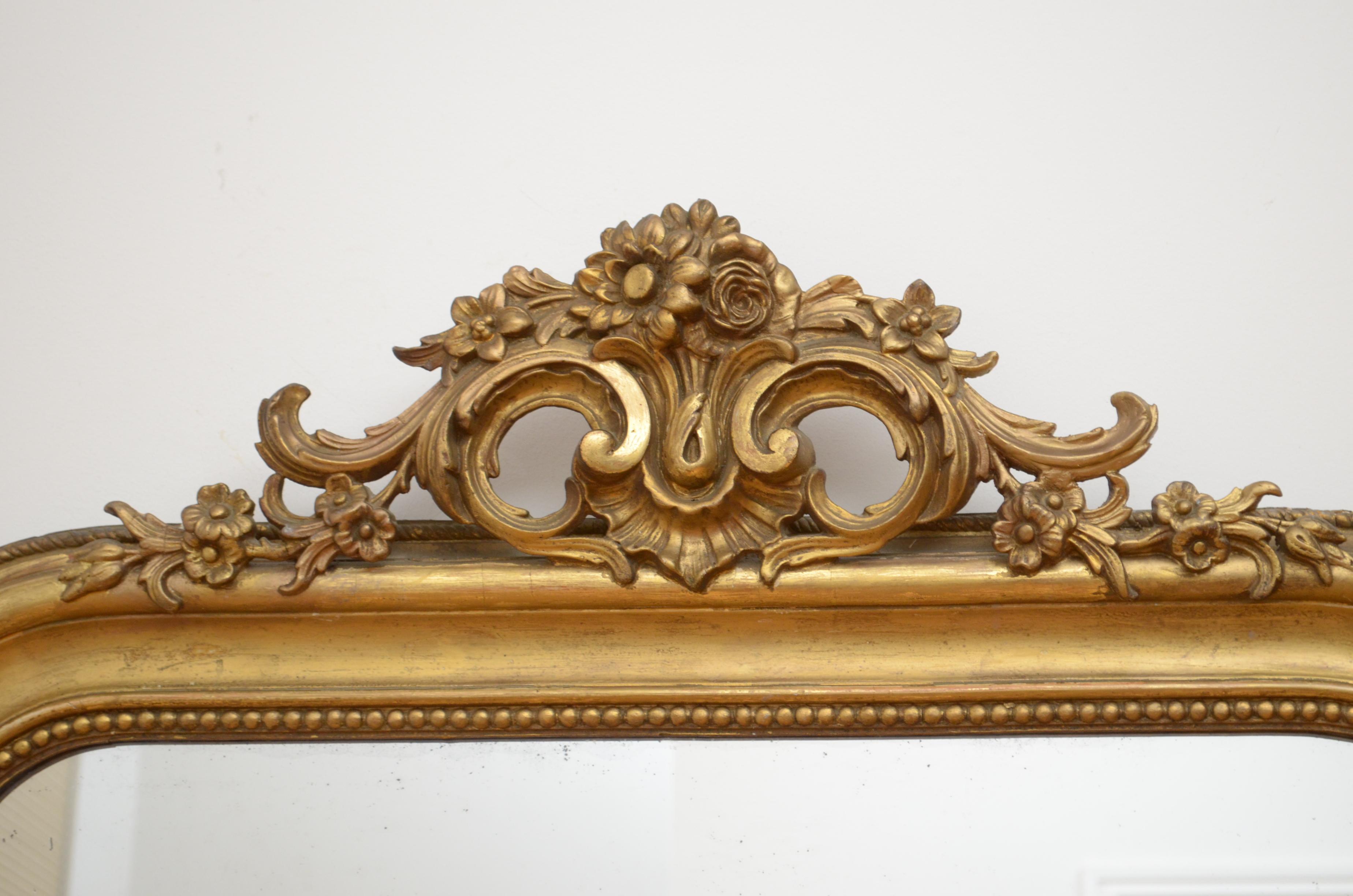 Antique French Giltwood Mesa Consola Espejo H167cm en venta 2