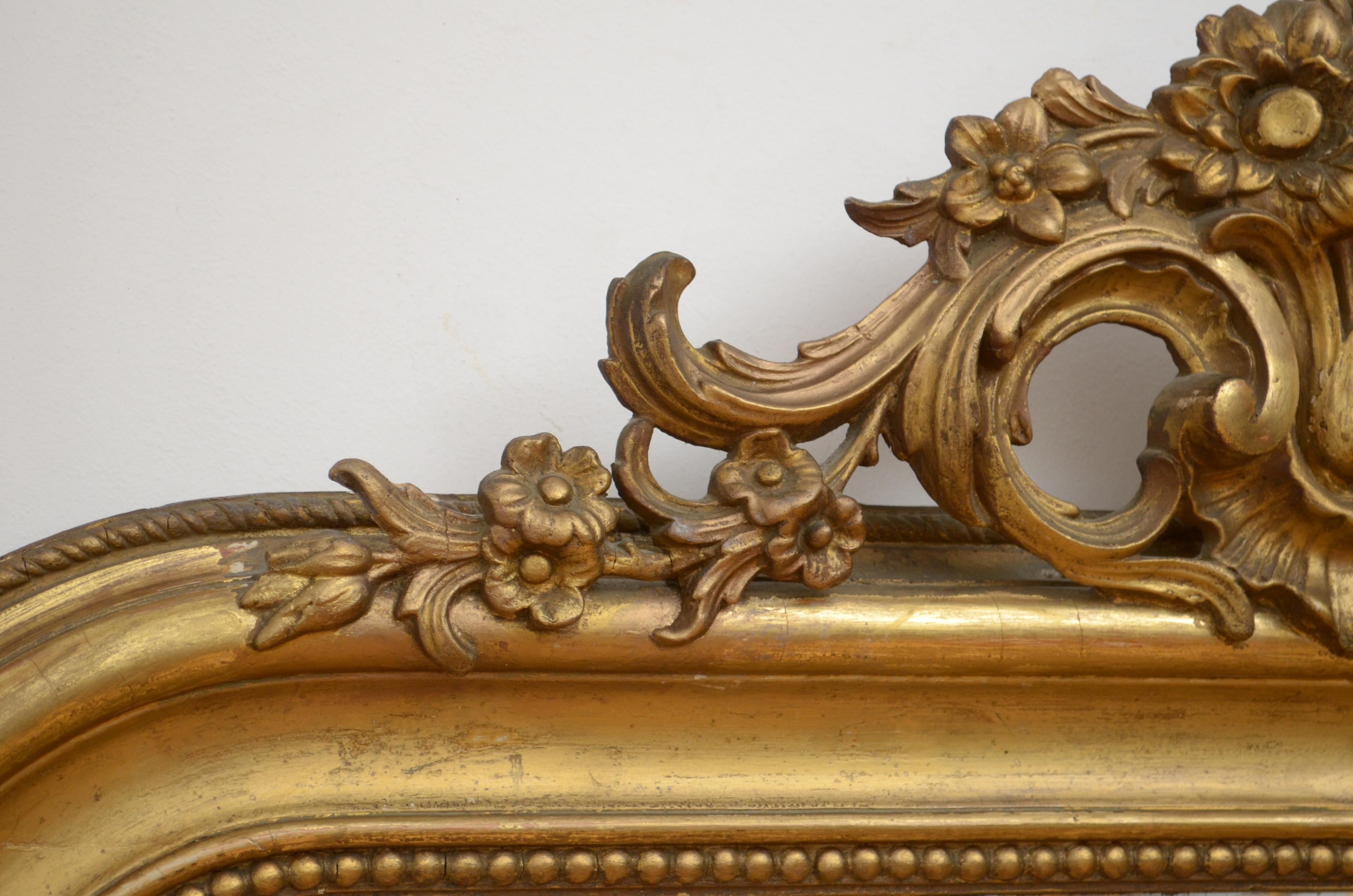 Antique French Giltwood Mesa Consola Espejo H167cm en venta 3