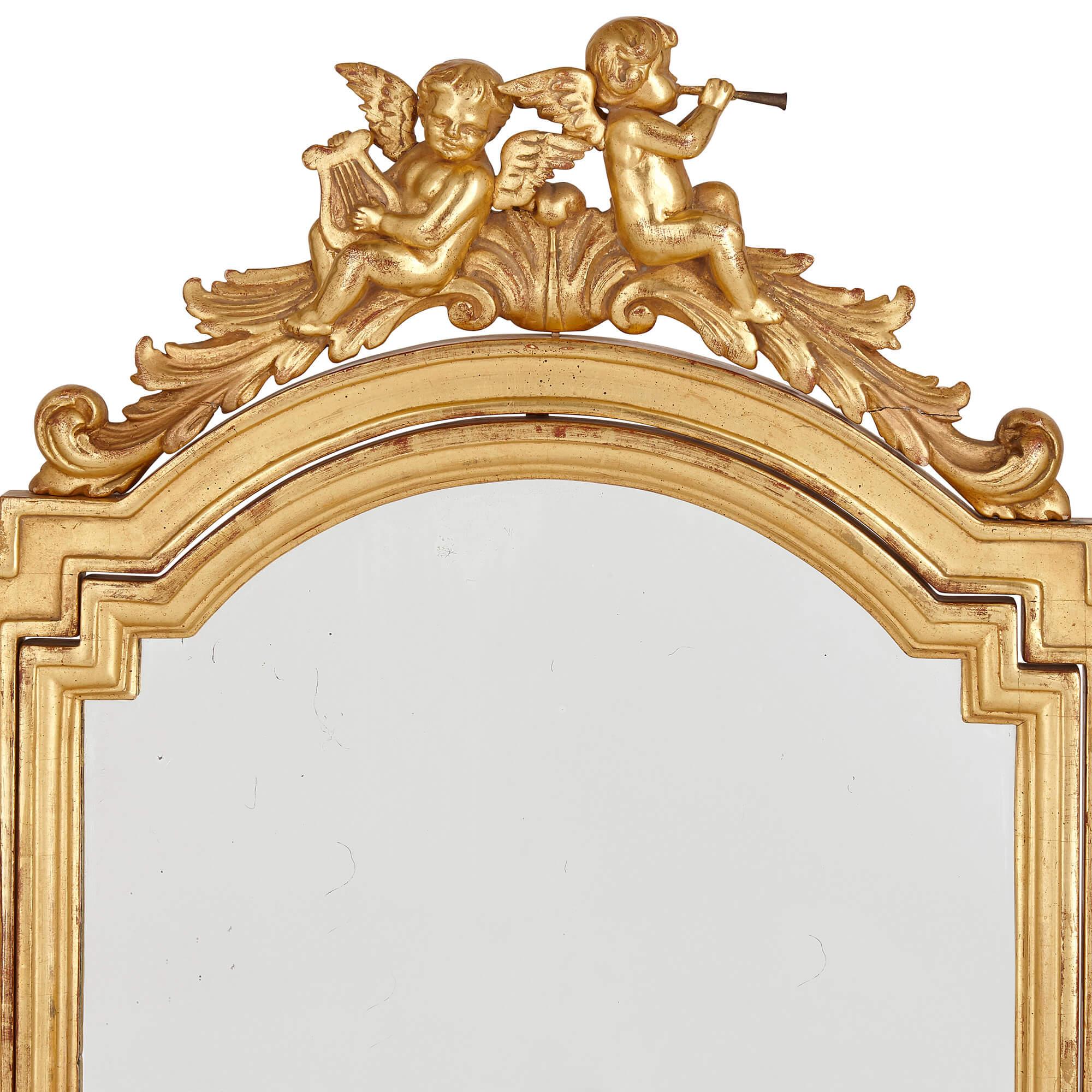 19th Century Antique French Giltwood Folding Mirror