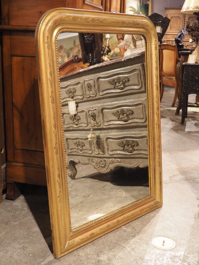 Antique French Giltwood Louis Philippe Mirror with Floral Motifs