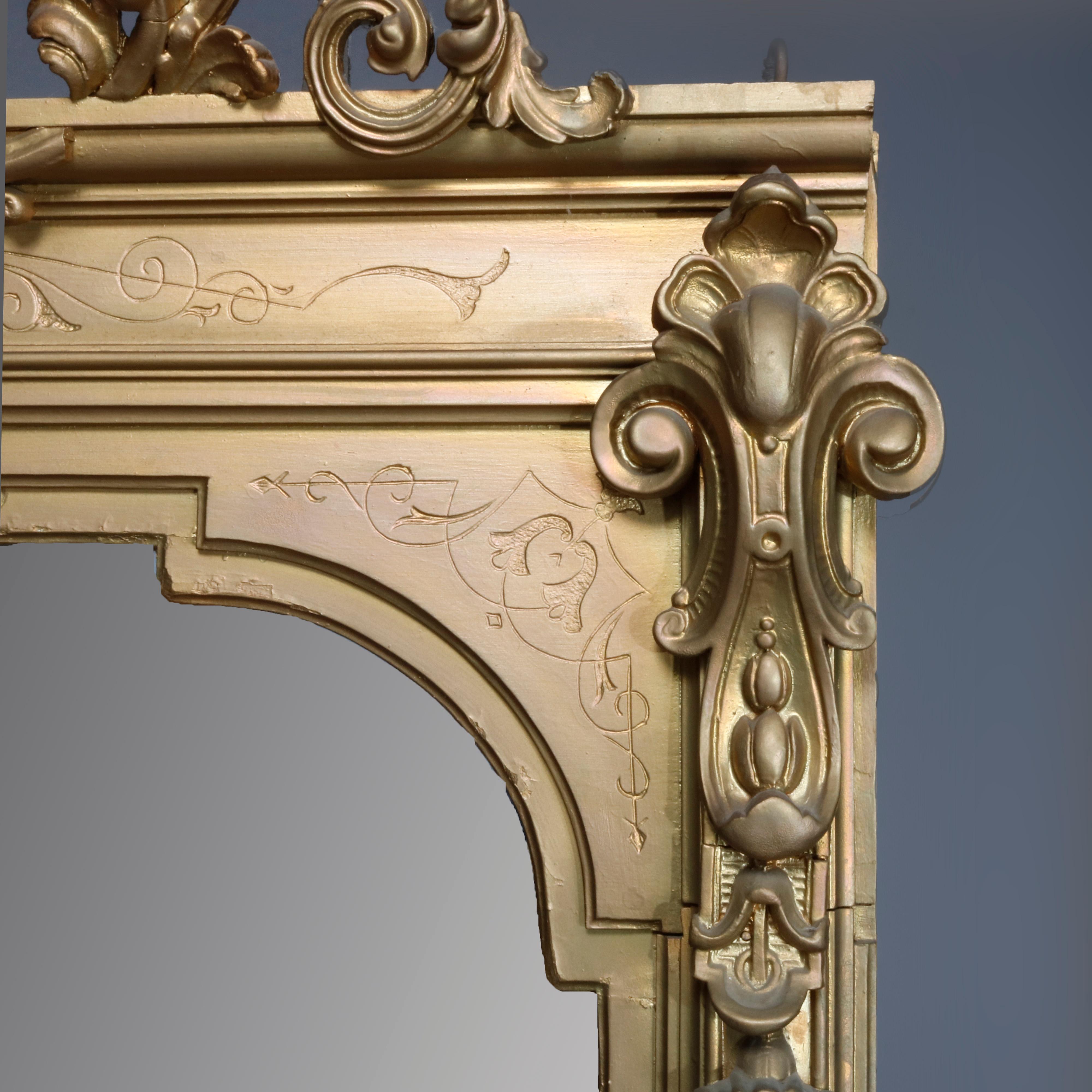 Antique French Giltwood and Marble Pier Mirror, 19th Century 4