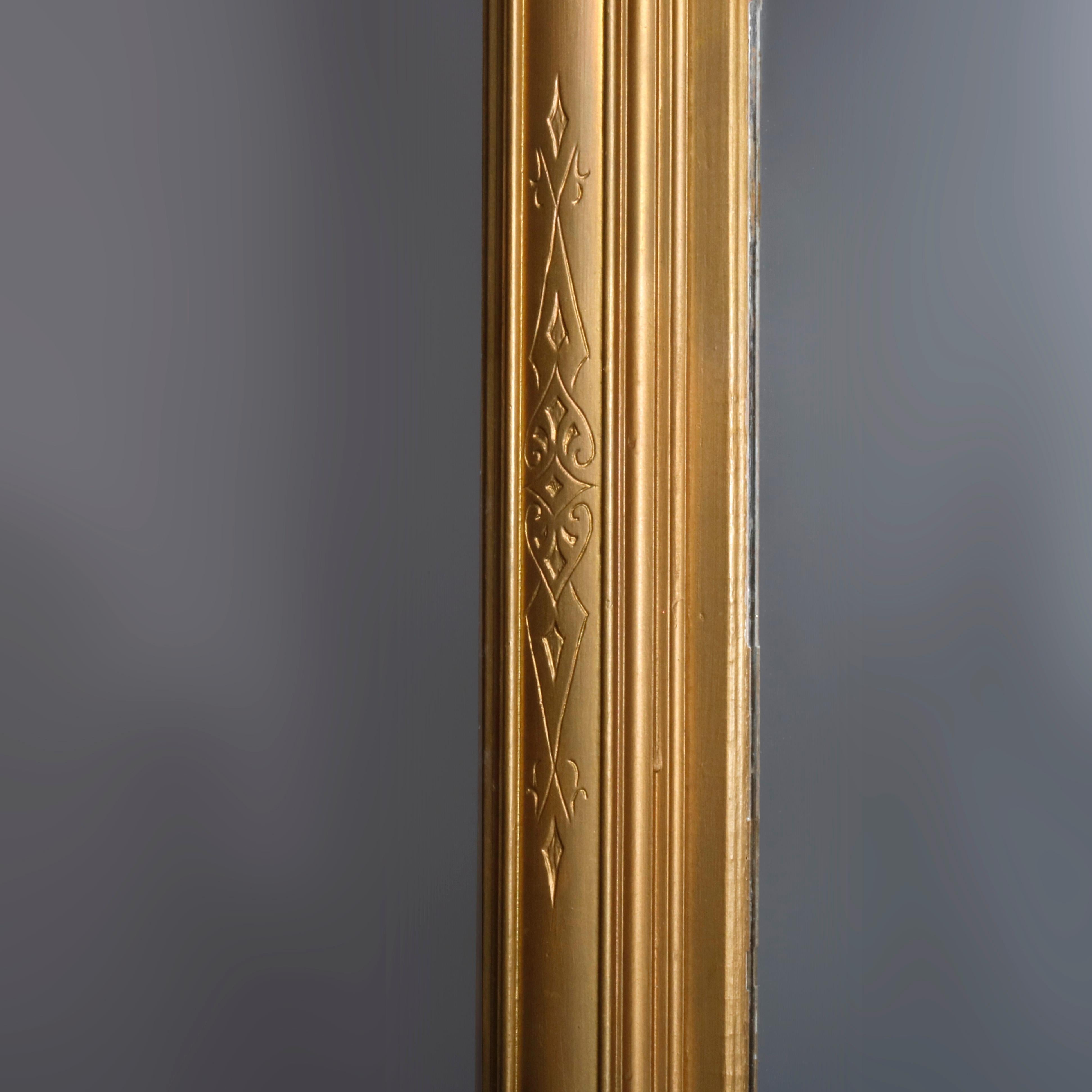 Antique French Giltwood and Marble Pier Mirror, 19th Century In Good Condition In Big Flats, NY