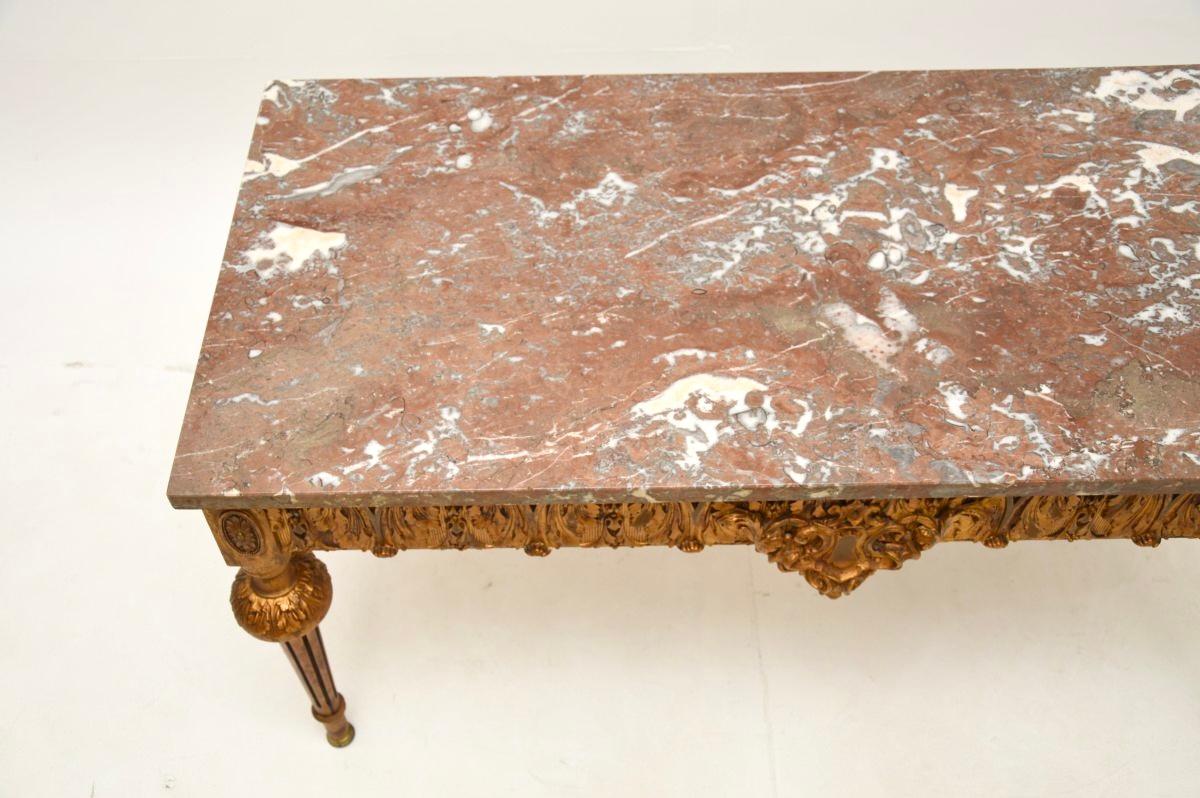 Antique French Giltwood Marble Top Coffee Table In Good Condition In London, GB
