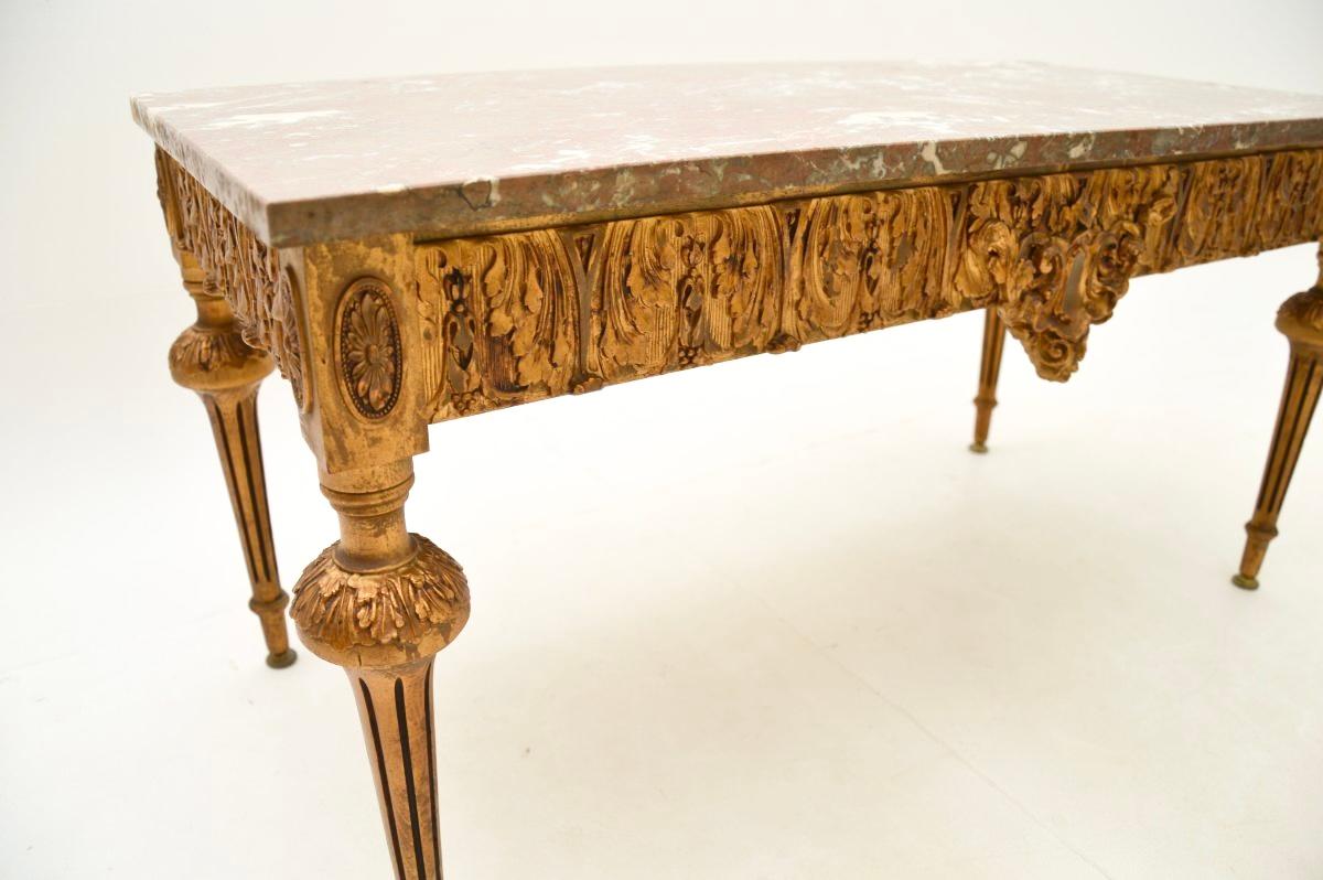 Mid-20th Century Antique French Giltwood Marble Top Coffee Table