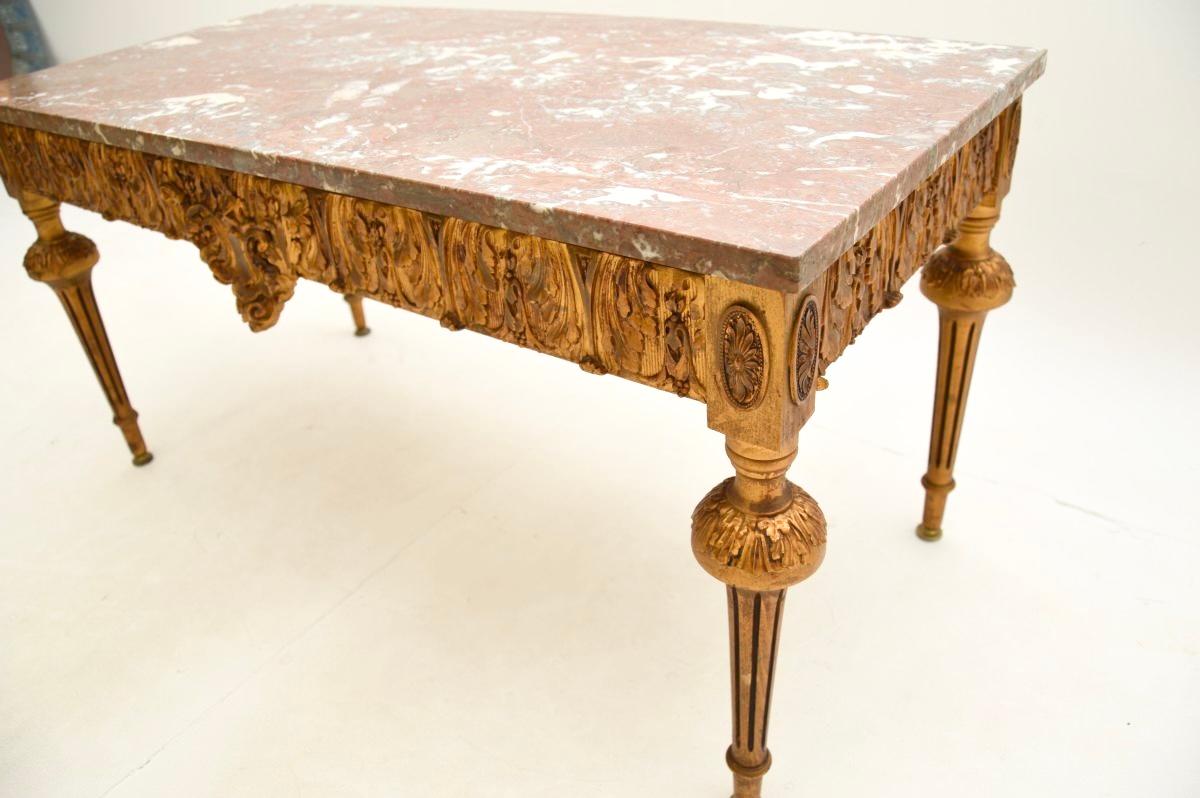Antique French Giltwood Marble Top Coffee Table 3