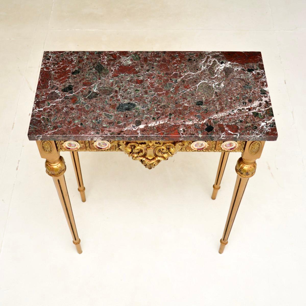 Antique French Giltwood Marble Top Console / Side Table In Good Condition In London, GB