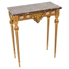Antique French Giltwood Marble Top Console / Side Table