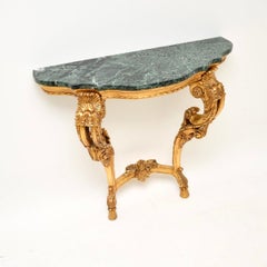 Antique French Giltwood Marble Top Console Table