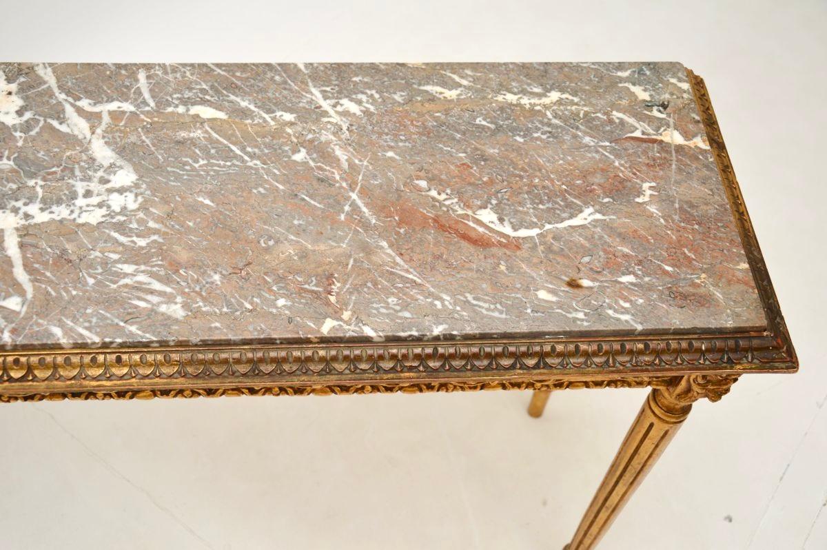 Antique French Giltwood Marble Top Console Table For Sale at 1stDibs