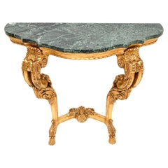 Antique French Giltwood Marble Top Console Table