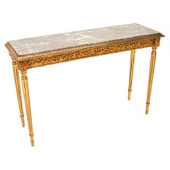 Antique French Giltwood Marble Top Console Table