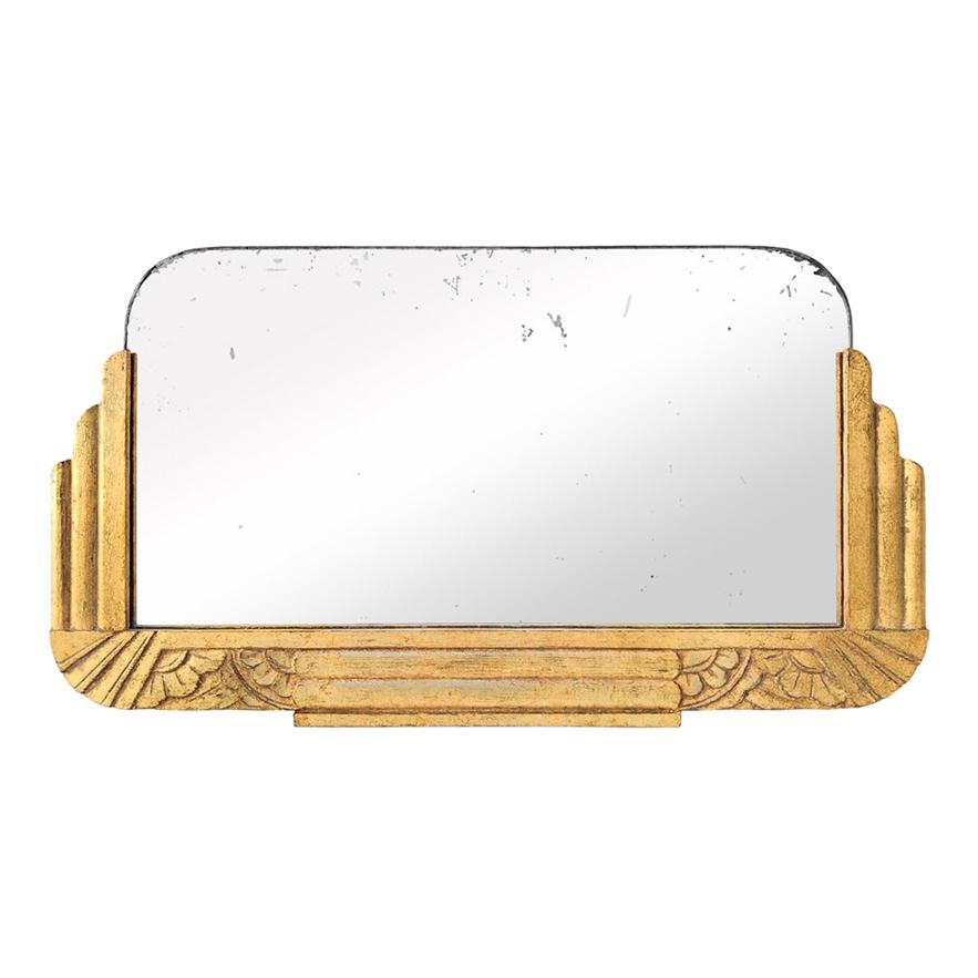 Miroir français ancien en bois doré:: style Art Déco:: vers 1940