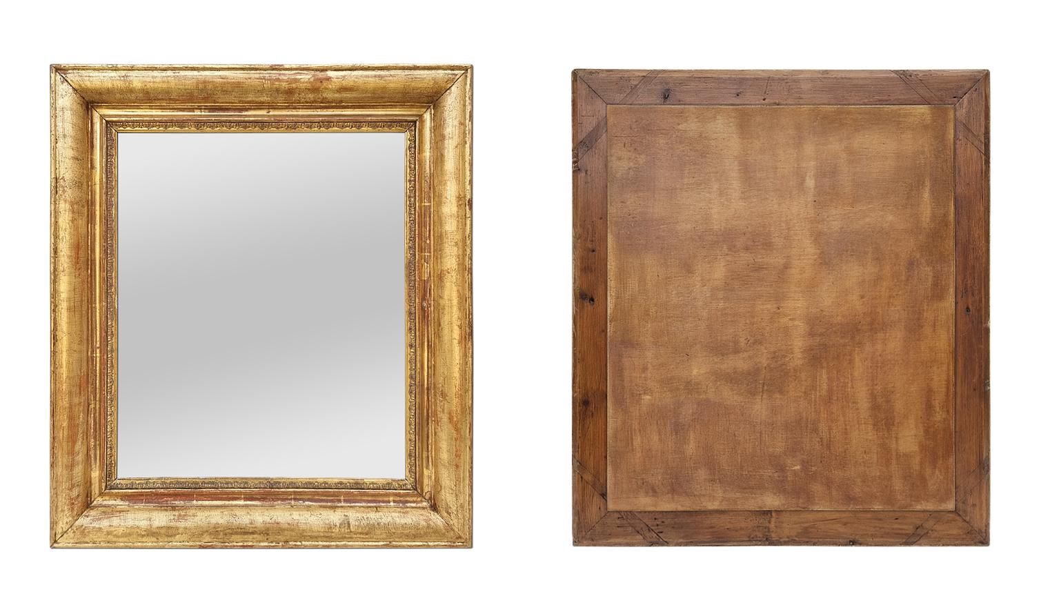 Antiker französischer Spiegel aus vergoldetem Holz, Louis-Philippe-Periode, um 1845 (Mittleres 19. Jahrhundert) im Angebot