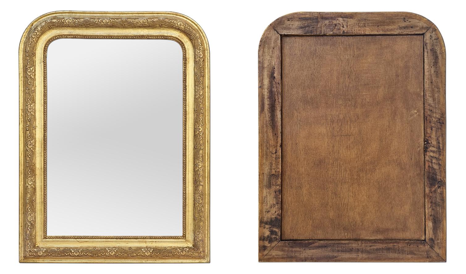 Doré Miroir ancien en bois doré français, style Louis-Philippe, vers 1930 en vente