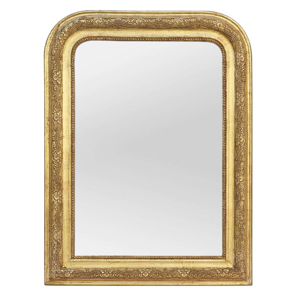 Miroir ancien en bois doré français, style Louis-Philippe, vers 1930