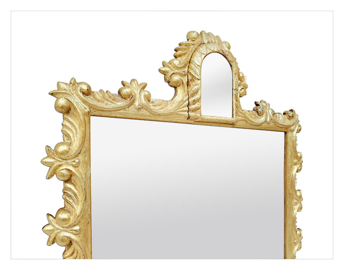 Hand-Carved Antique French Giltwood Mirror, Rococo Style, circa 1930 For Sale