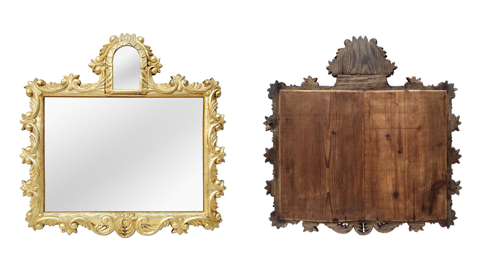 Miroir ancien en bois doré français, style rococo, vers 1930 en vente 1