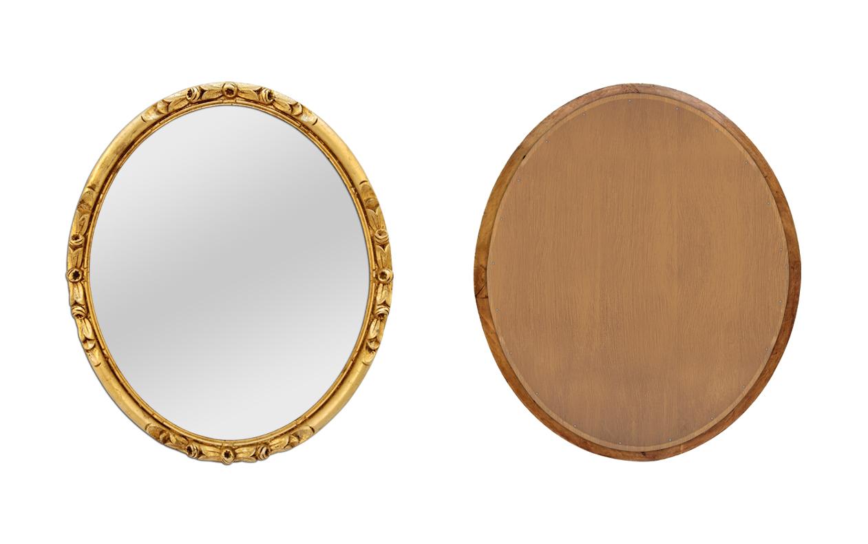 Antique French Giltwood Oval Mirror, circa 1930 1