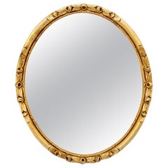 Antique French Giltwood Oval Mirror, circa 1930