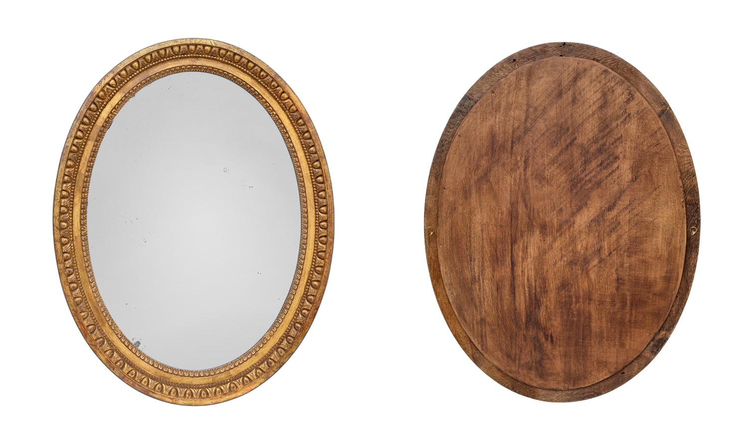 Antique French Giltwood Oval Mirror, Louis XVI Period, circa 1780 For Sale 1