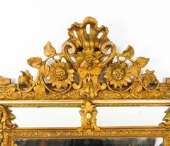 Miroir ancien de style Louis Revival en bois doré français, 19ème siècle