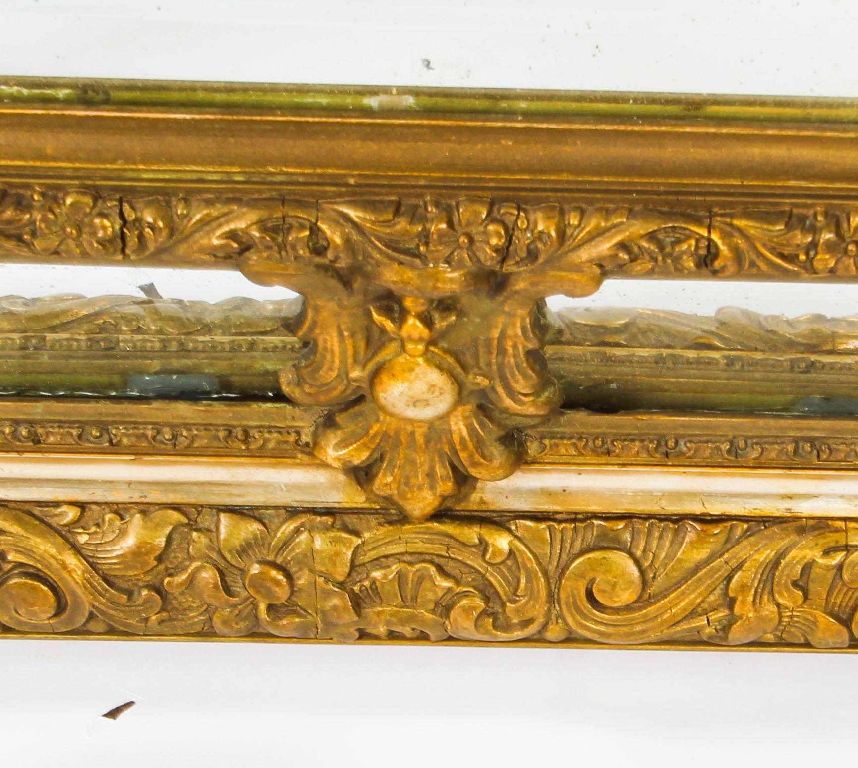 Antique French Giltwood Overmantel Louis Revival Mirror, 19th Century For Sale 1