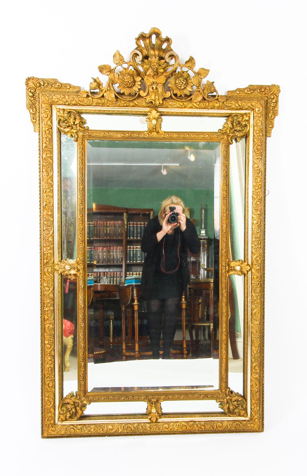 Antique French Giltwood Overmantel Louis Revival Mirror, 19th Century For Sale 3
